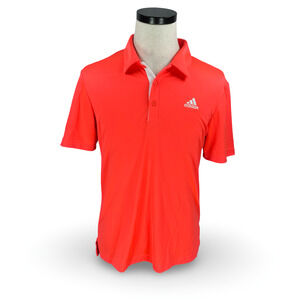 Adidas Polo Shirt Men’s Small Neon Coral Performance Collared Golf Logo NWT New